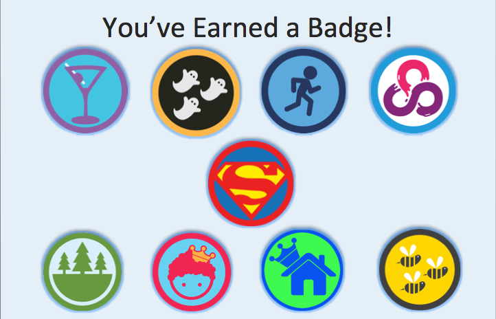 Some of the many Foursquare badges users could earn through check-ins