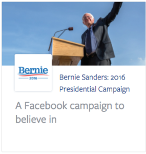 Bernie Sanders campaign . . . seems like a successful ad campaign for this would drive political behavior, no?